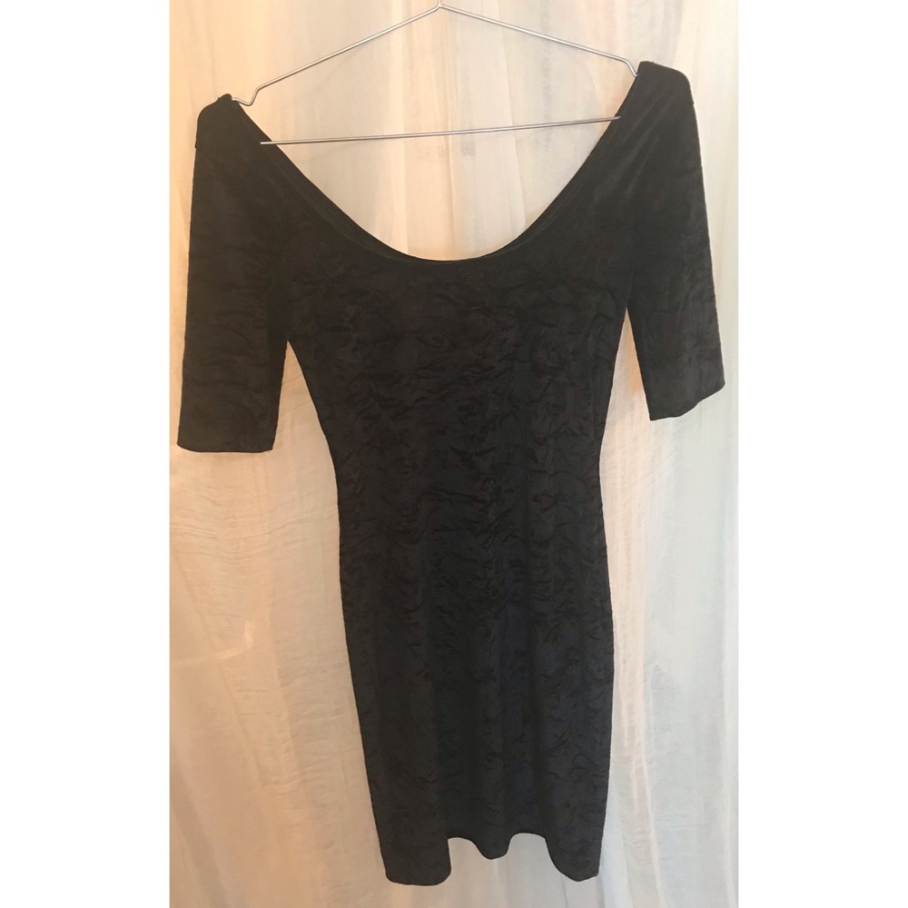 black crushed velour velvet little black dress